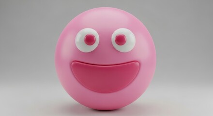 Fototapeta premium A Whimsical Pink Smiley Face Sphere Character with a Cheerful Expression