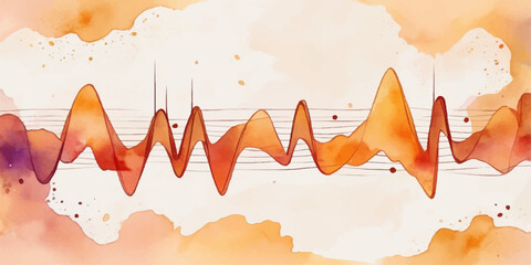 Abstract background illustration of an orange and red mountain landscape with a cracked paper design
