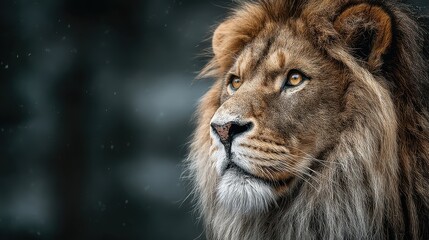 Fototapeta premium Majestic Lion Portrait: Intense Gaze of a Wild African Predator