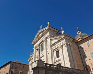 side view of the beautiful Urbino cathedral on a sunny day