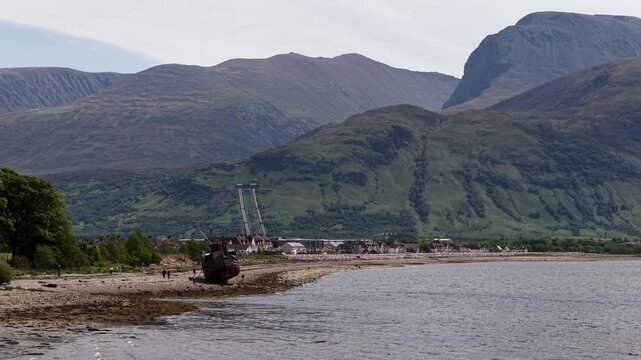 Corpach shipwreck near Fort William and Ben Nevis, Scotland, United Kingdom