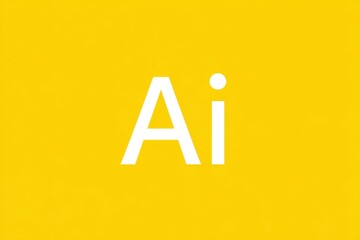 White Ai letters on bright yellow background in minimalistic flat design style.