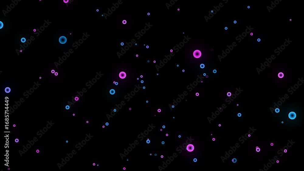 Poster abstract neon circles floating in space - modern background animation.