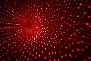 Red LED lights on the wall, digital light pattern, red background, symmetrical composition, 
