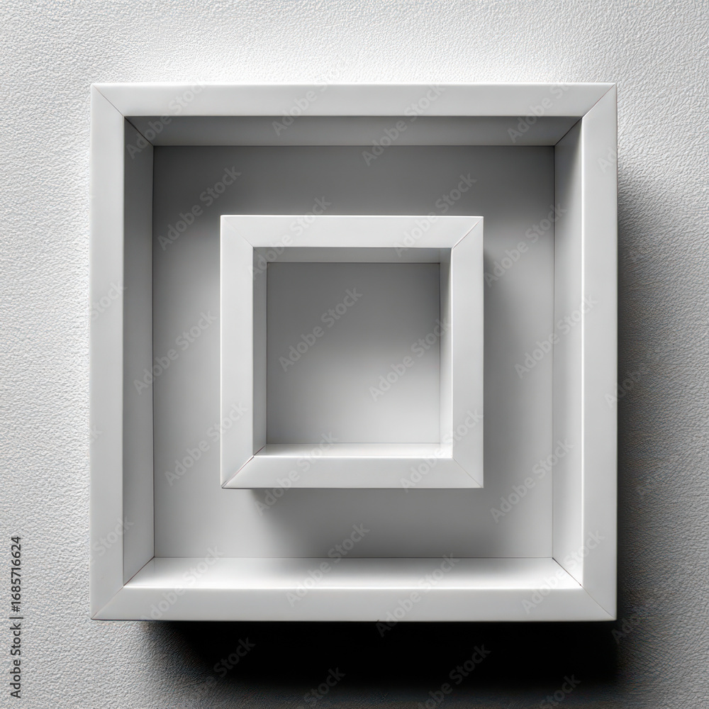 Poster geometric square shelving: a striking studio shot showcasing a set of perfectly aligned, square-shap