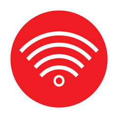Wifi wireless vector icon. Red symbol.