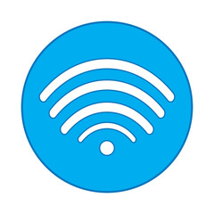 Blue wifi signal icon, flat vector with white background.