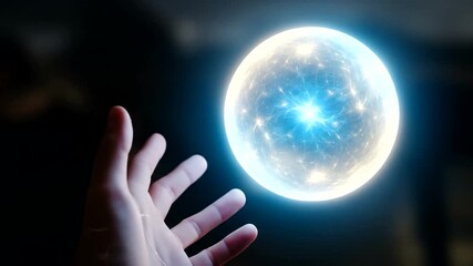 Mystical Energy Ball in Hand: A Mesmerizing Display of Magic and Wonder, suitable for fantasy theme