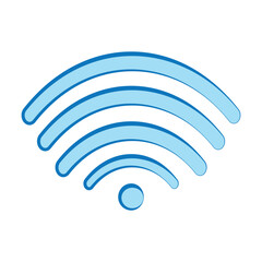 Blue wifi signal icon, flat vector with white background.