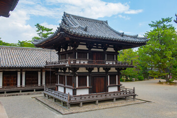 Fototapeta premium Drum Tower of Toshodai Ji Temple. This temple is a Risshu (Ritsu) Buddhist temple in historic city of Nara, Japan. This temple belongs to Ancient Nara UNESCO World Heritage Site. 