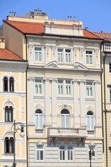 Trieste Piazza della Borsa Square Building Facade Close Up, Italy
