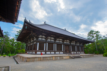 Kondo (Golden Hall) of Toshodai Ji Temple. This temple is a Risshu (Ritsu) Buddhist temple in historic city of Nara, Japan. This temple belongs to Ancient Nara UNESCO World Heritage Site. 