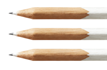 Three pencils in a horizontal row
