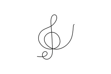 Music Note icon continuous one line drawing and minimalist style isolate outline vector illustration