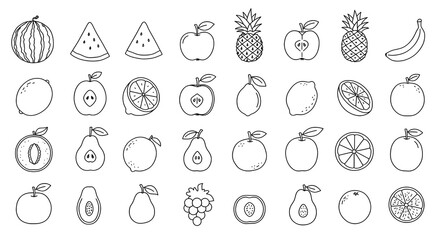 set of vector icons of fruits 