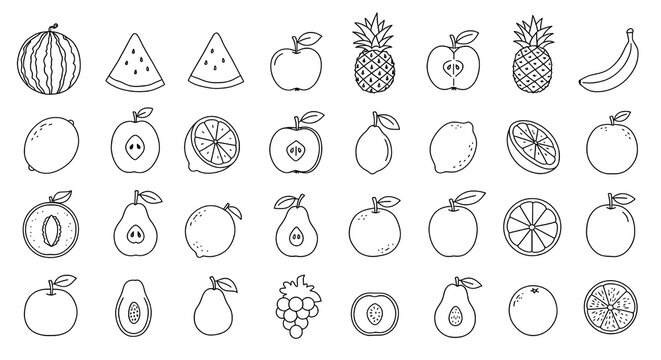 set of vector icons of fruits - Powered by Adobe