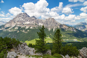 Dolomites landscape surrounding Lake Misurina