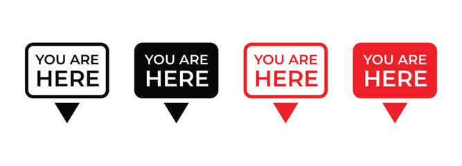You are here location marker icon. map navigation pointer symbol vector illustration on white background.