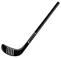 A hockey stick and puck lie isolated on a white background, ready for the sport