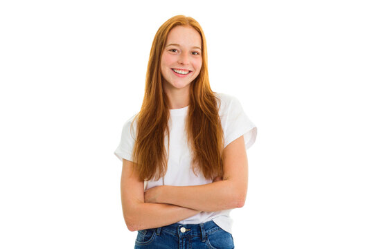 Pretty 18 years old blonde girl posing in studio