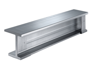  Front Perspective of Shiny Steel I-Beam Standing Upright, Isolated PNG