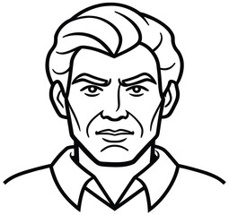 Obraz premium A portrait illustration of a cartoon man in glasses with black hair and eyes