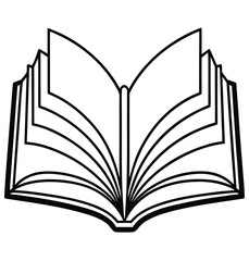 Open book vector illustration isolated on white background with pages and text