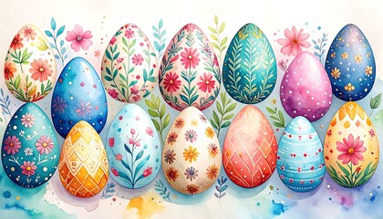 Easter eggs with floral patterns
