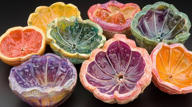 Colorful handmade ceramic bowls arranged in a vibrant display highlighting craftsmanship and artistry