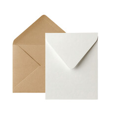 Light beige envelope alongside a crisp white envelope.  Both are positioned,  ready to hold a message