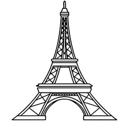 Obraz premium Paris's famous Eiffel Tower vector illustration, a black silhouette isolated on a white background, symbolizing French architecture and tourism