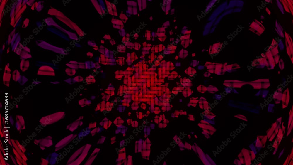 Poster abstract red and black background with geometric shapes and dynamic motion.