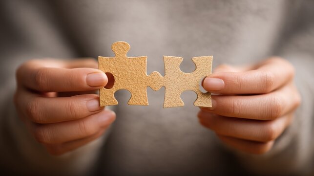 Hands holding two puzzle pieces (1) - Powered by Adobe