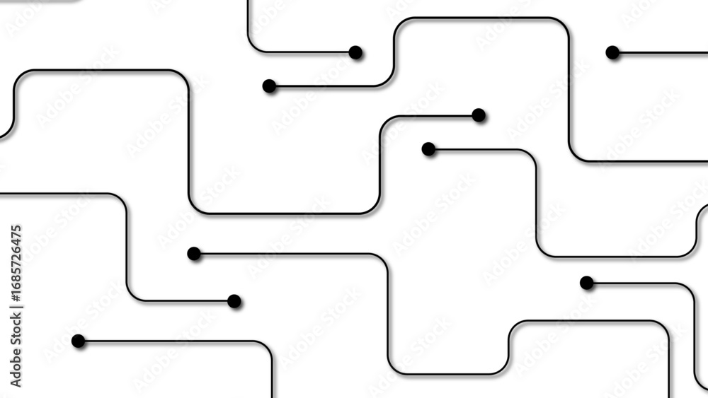 Poster abstract minimalist technology background featuring interconnected black circuit-like lines. circula