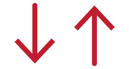 Up and down red arrow PNG transparent icon for navigation, UI, download, upload, transfer, infographic data movement, direction and design elements
