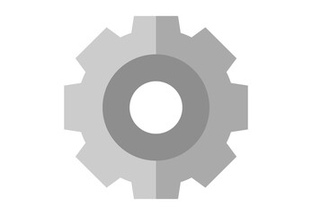 Light grey gear PNG transparent setting icon, simple cog symbol for apps, websites, UI, system preferences, tools, and digital configuration design