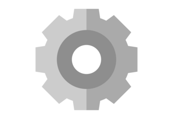 Light grey gear PNG transparent setting icon, simple cog symbol for apps, websites, UI, system preferences, tools, and digital configuration design