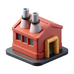 3D Render of a Cute Cartoon Factory Building with