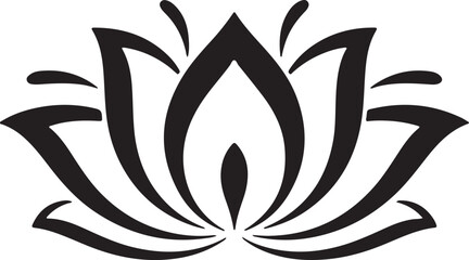 Elegant Black and White Lotus Flower Design A stylized, black outline lotus flower design, perfect for logos, branding, or print projects.