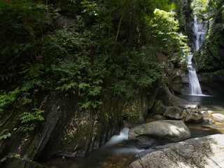 Waterfall Phet Phanomwat Waterfall during the dry season, at Surat Thani province, Thailand.