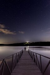 man on lake dock