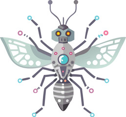 Illustration of a robotic insect with wings