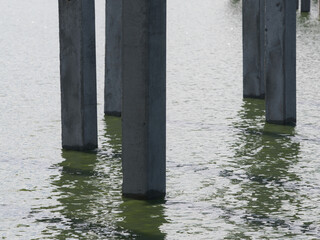 Concrete piles in the river