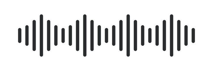 Sound wave icon symbol representing audio signal, voice recording, music frequency, podcast, broadcasting, sound effect, digital waveform, and communication technology concept