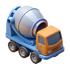 Cute Cartoon Cement Mixer Truck Icon - 3D Render