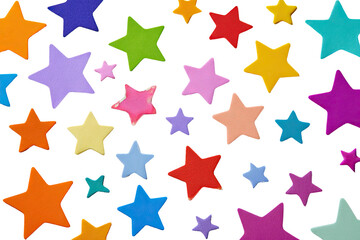 Colorful stars scattered on black background