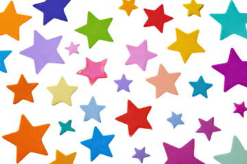 Colorful stars scattered on black background