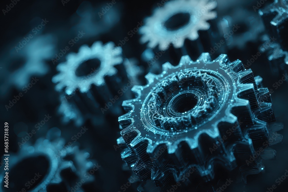 Aufkleber digital gears symbolize innovation and technology in artificial intelligence development