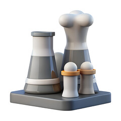3D Render of Stylized Industrial Power Plant Icon