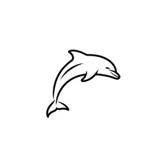 Fototapeta premium Line drawing of a leaping dolphin.